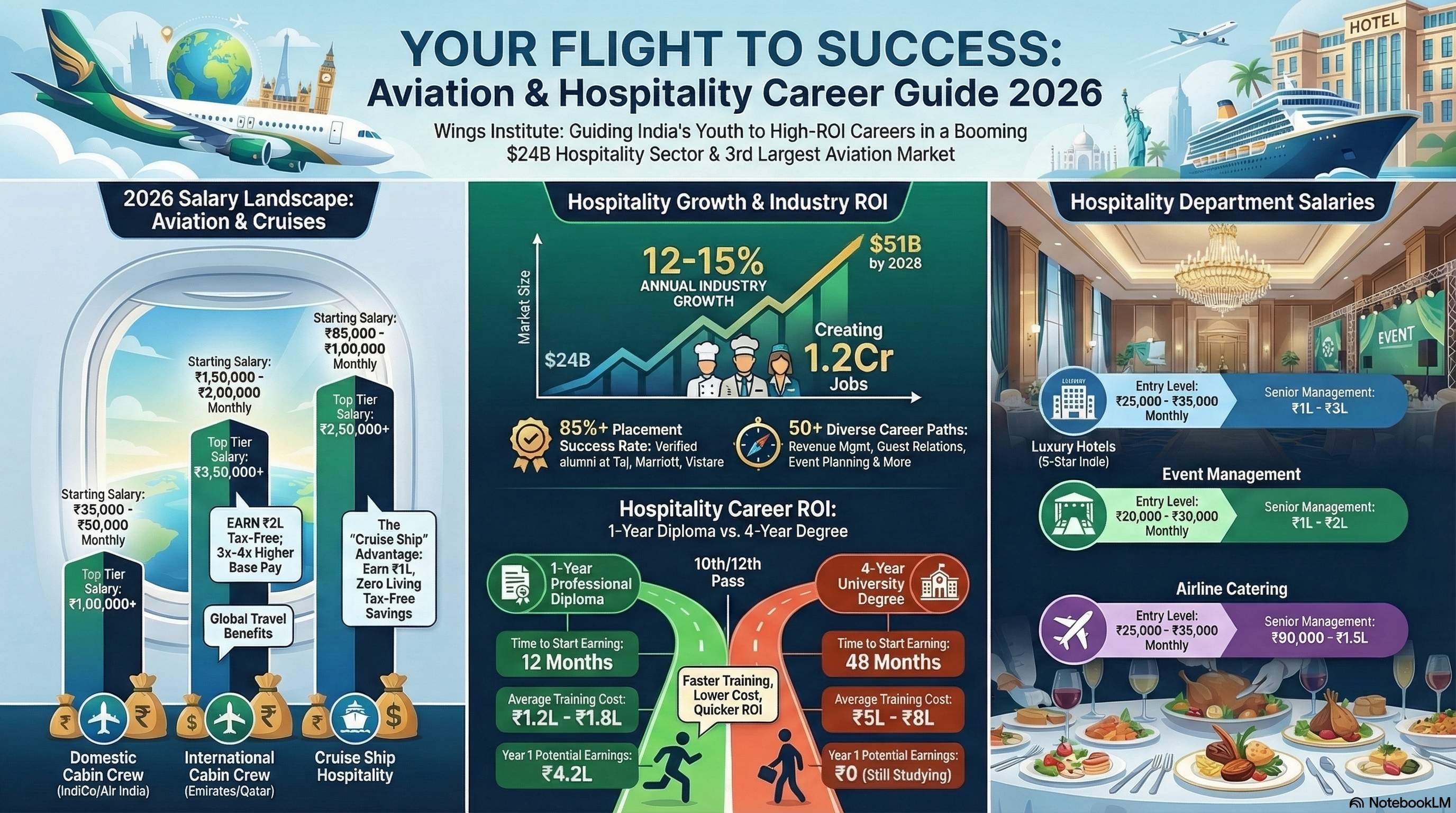 Hospitality Management Career Options in India 2026: Hotels, Cruises & Beyond - Wings Institute Hotel Mgmt guide